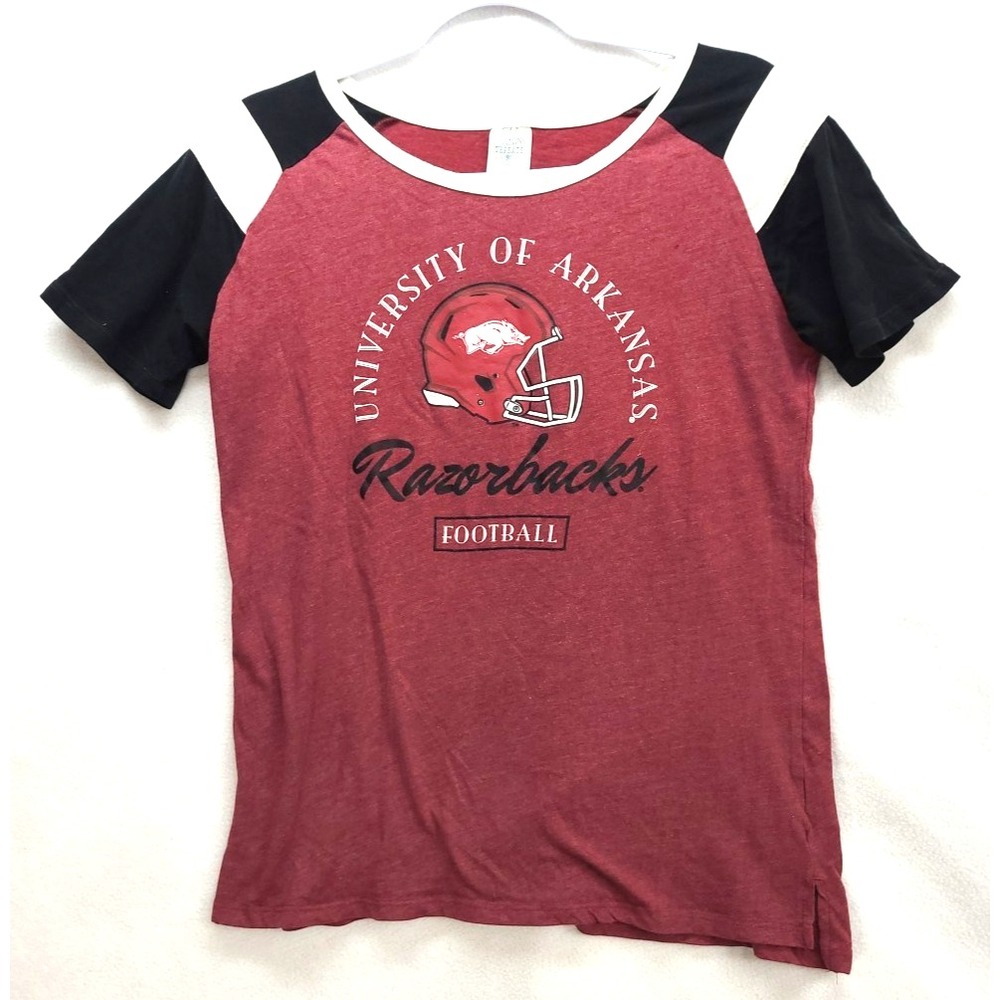 Womens Universith of Arkansas Razorbacks Football‎ Jersey T-Shirt Sz Large